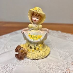 Josef Originals Vintage Colonial Days Girl Series, Girl and Dog Figurine